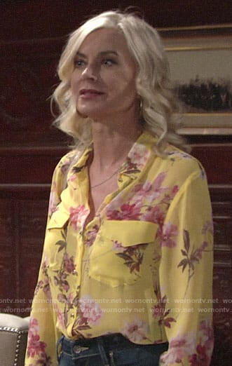 Ashley's yellow floral shirt on The Young and the Restless