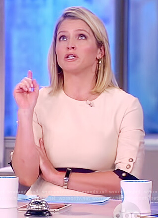 Sara's beige button sleeve dress on The View