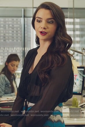 Jane's sheer black blouse on The Bold Type