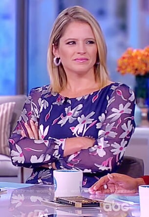 Sara's blue floral silk mini dress on The View