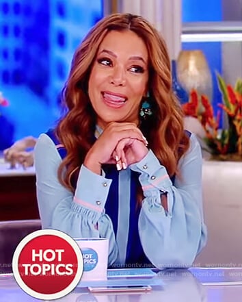 Sunny's blue panelled shirtdress on The View
