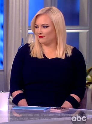 Meghan's navy split cuff dress on The View