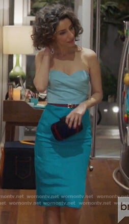 Delia's blue strapless colorblock dress on Girlfriends Guide to Divorce
