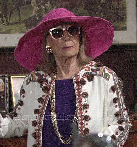 Dina's embroidered pom-pom jacket on The Young and the Restless