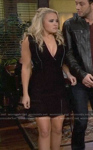 Gabi's black ruffle sleeve dress on Young and Hungry