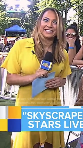 Ginger's yellow ruffled wrap dress on Good Morning America