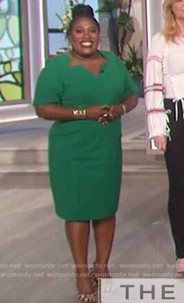 Sheryl's green cutout neckline dress on The Talk