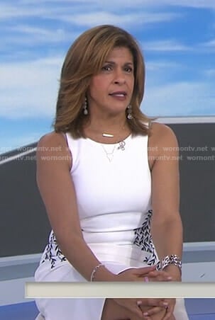 Hoda's white dress with vine embroidery on Today