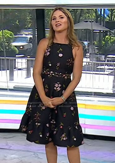 Jenna's black floral flare dress on Today
