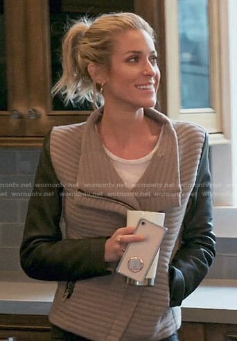 Kristin's ribbed jacket with leather sleeves on Very Cavallari