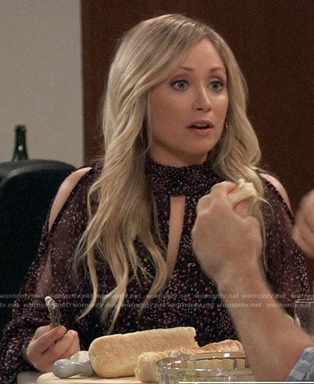 Lulu's printed keyhole blouse on General Hospital