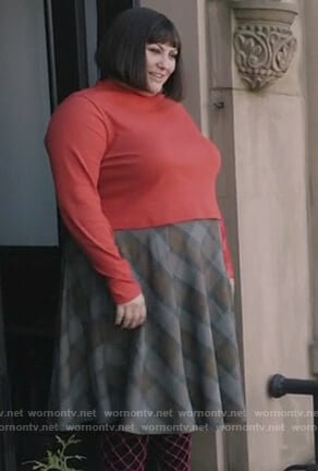 Plum's plaid midi skirt on Dietland