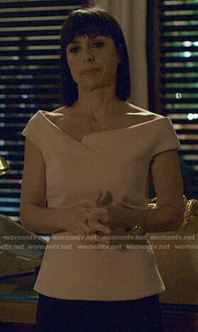 Quinn's blush peplum top on UnReal
