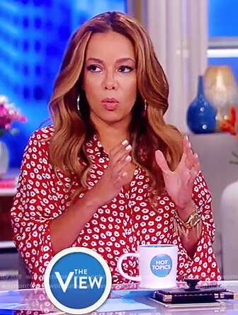 Sunny's red print tie waist top on The View