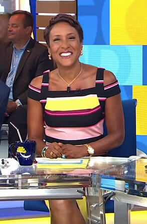 Robin's striped cold-shoulder dress on Good Morning America