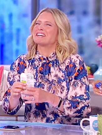 Sara's multicolored printed blouse on The View