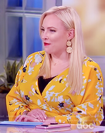 Meghan's yellow floral print wrap dress on The View
