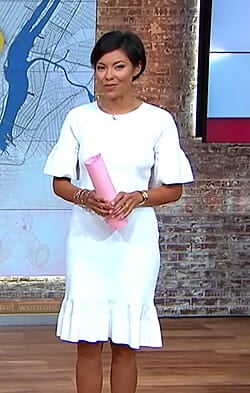 Alex's white ribbed bell sleeve dress on CBS This Morning