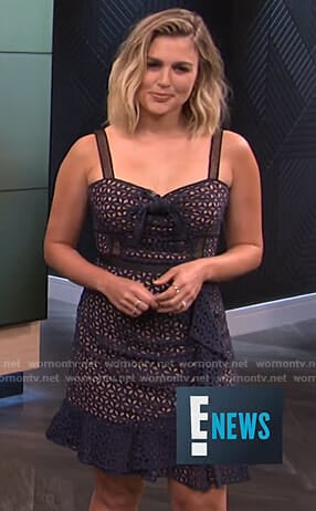 Carissa's navy petal lace dress on E! News
