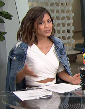 Erin's white wrap top on Live from E!