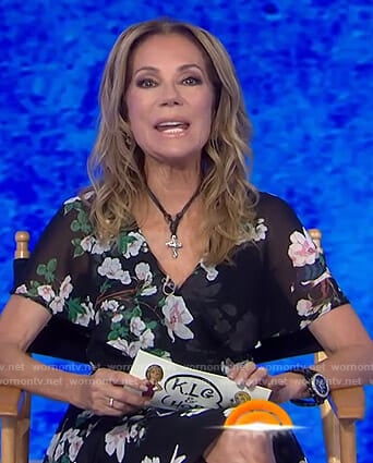 Kathie's black floral v-neck dress on Today
