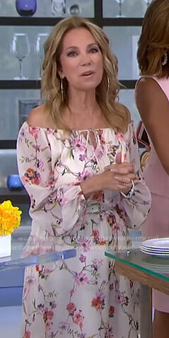 Kathie's white floral off shoulder dress on Today