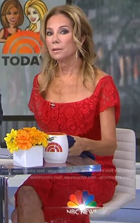 Kathie's red ruffled lace dress on Today