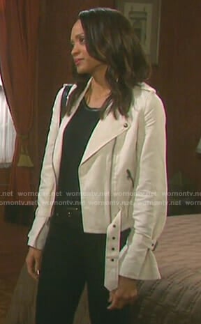 Lani's white moto jacket on Days of our Lives