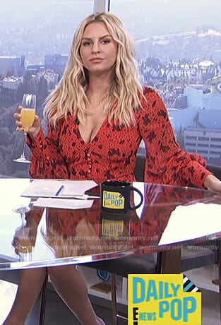Morgan's red floral romper on E! News Daily Pop
