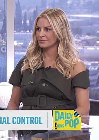 Morgan's khaki short sleeve trench jacket on E! News Daily Pop