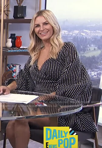 Morgan's black striped balloon sleeve top and skirt on E! News Daily Pop