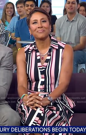 Robin's pink striped shirtdress on Good Morning America