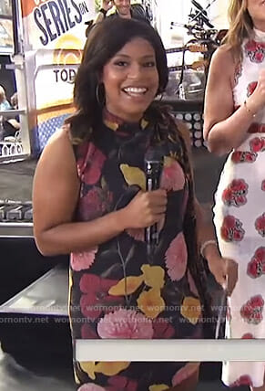 Sheinelle's black floral mini dress on Today