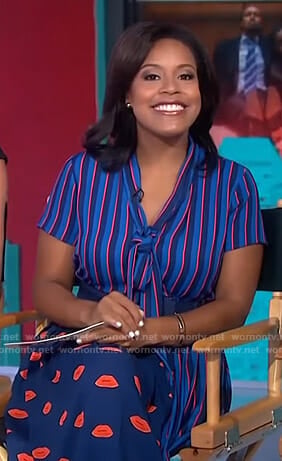 Sheinelle's blue stripe and lip print shirtdress on Today