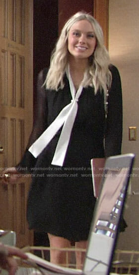 Abby's black tie neck dress on The Young and the Restless