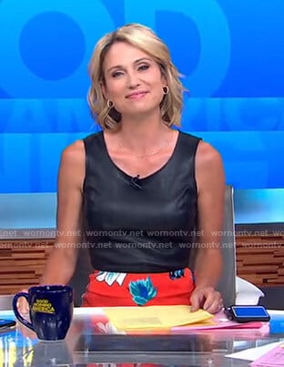 Amy's red floral skirt on Good Morning America