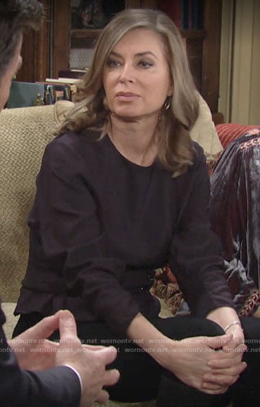 Ashley's black top with buttons on The Young and the Restless