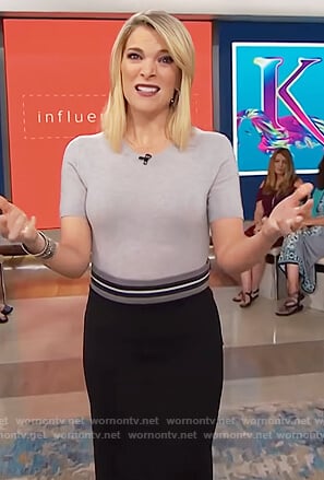Megyn's black metallic stripe pencil skirt on Megyn Kelly Today