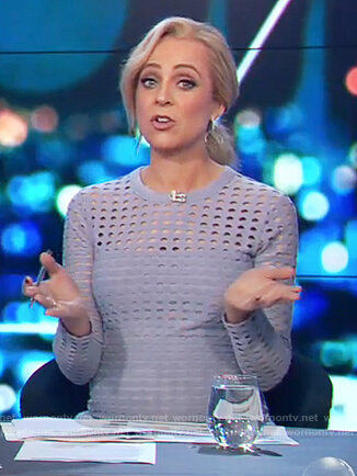 Carrie's blue eyelet dress on The Project