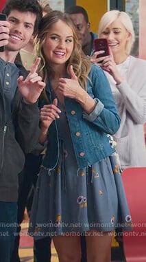 Patty's blue floral print v-neck dress on Insatiable