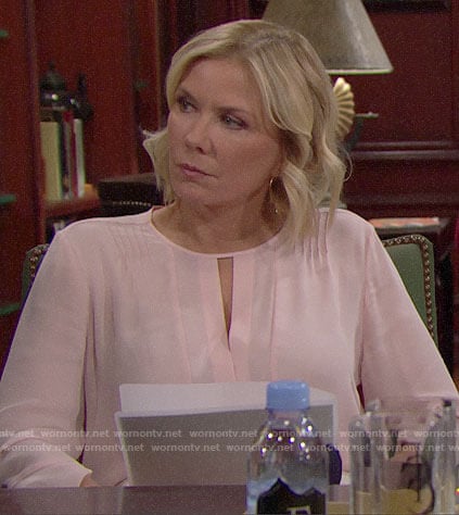 Brooke's pink keyhole blouse on The Bold and the Beautiful