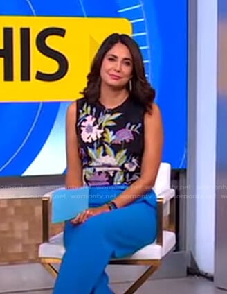 Cecilia's black floral print top on Good Morning America