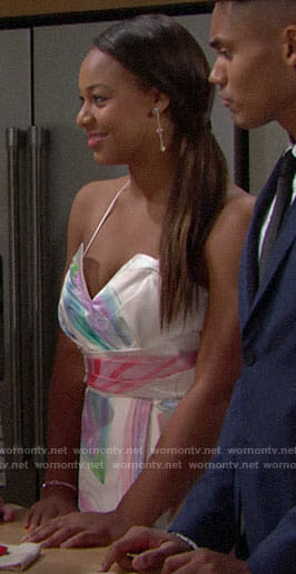 Emma's watercolor high-low dress on The Bold and the Beautiful
