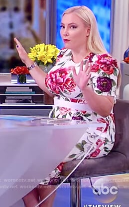 Meghan's floral print top and midi skirt on The View