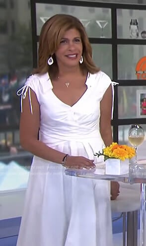 Hoda's white wrap waist shirtdress on Today