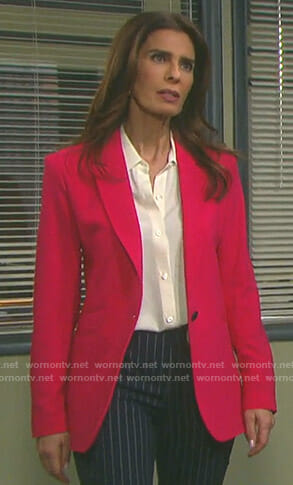 Hope's tie cuff shirt and pink blazer on Days of our Lives