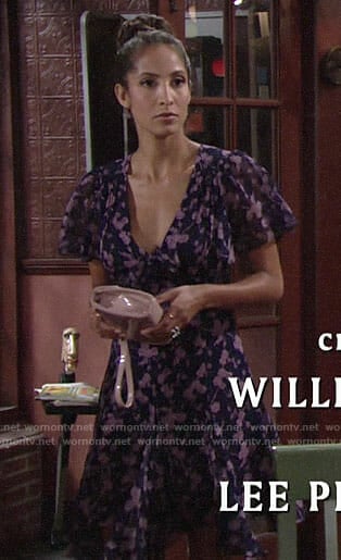 Lily's blue and pink floral dress on The Young and the Restless