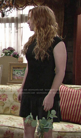 Mariah's black drop waist dress on The Young and the Restless