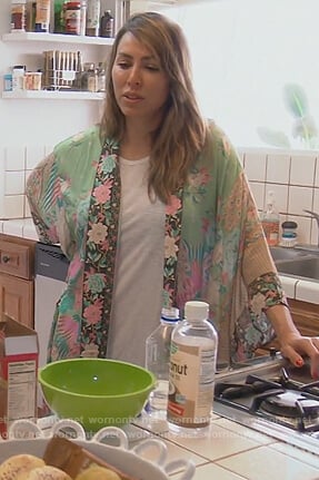 Kelly's multicolored floral print robe on The Real Housewives of Orange County