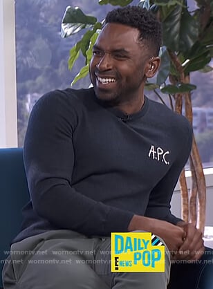 Justin's black APC sweater on E! News Daily Pop